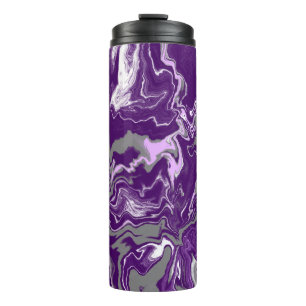 Lila Marmorflüssigkeitskunst Thermosbecher