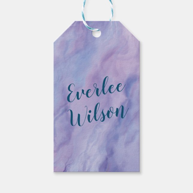 Lila Marmorgrenze Geschenkanhänger (Vorderseite)