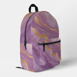 Lila Marmorhintergrund mit goldenen Adern Bedruckter Rucksack