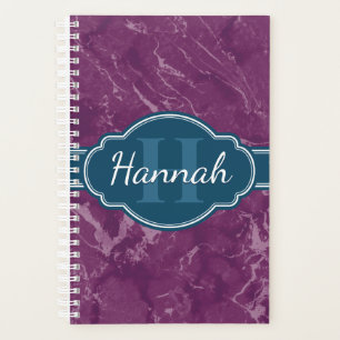 Lila Marmormuster Aquamarines Monogramm Planer