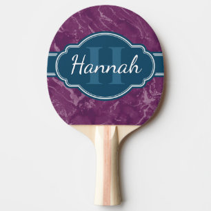 Lila Marmormuster Aquamarines Monogramm Tischtennis Schläger