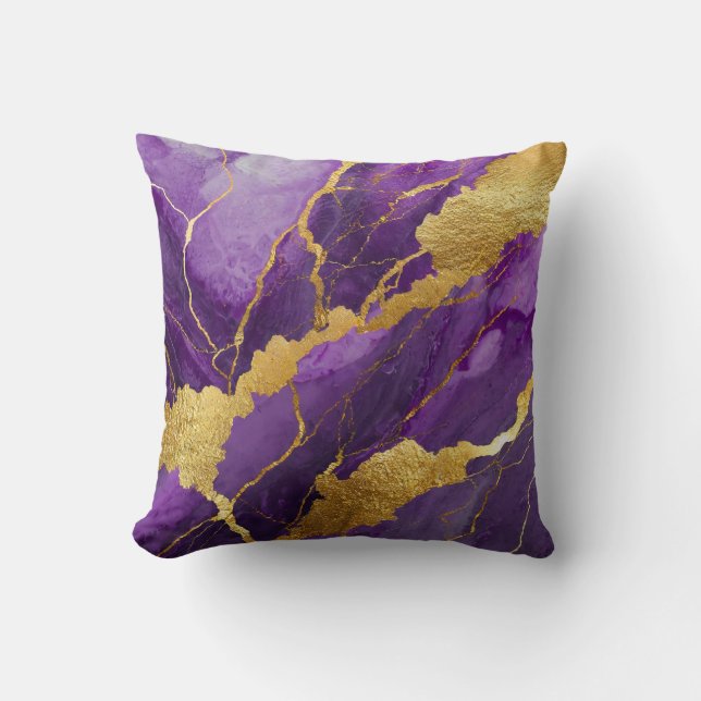 Lila Marmormuster mit Gold Kissen (Vorderseite)