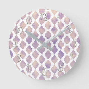 Lila Marokkanischer Schick Hübsches Glamour-Muster Runde Wanduhr