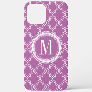 Lila marokkanisches Gitter-Monogramm Case-Mate iPhone Hülle