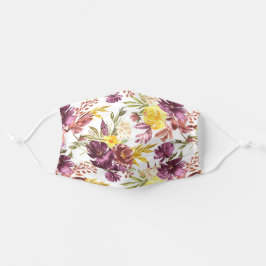 Lila Maroon Floral Wasserfarbmuster Hübsch Mund-Nasen-Maske Aus Stoff