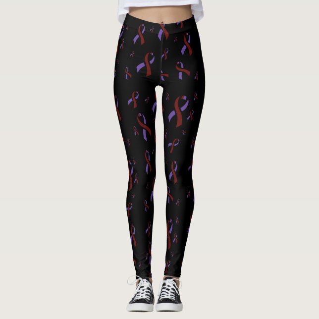 Lila/Maroon Ribbons.. Arachnoiditis Leggings (Vorderseite)