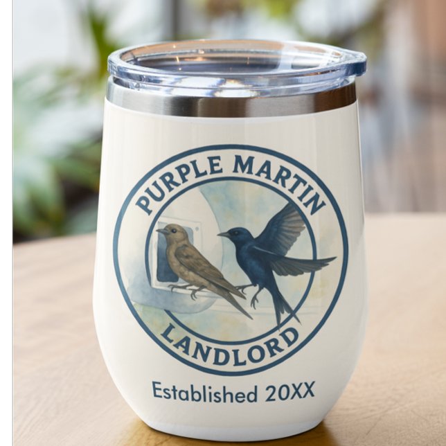 Lila Martin Landlord Nature Swallow Bird Gourds (Purple martin landlord wine tumbler)