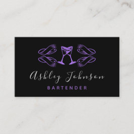 Lila Martini Glasses Night Club Bar Barkeeper Visitenkarte