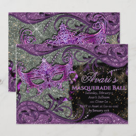 Lila Maskenball-Einladung, Mardi Gras Einladung