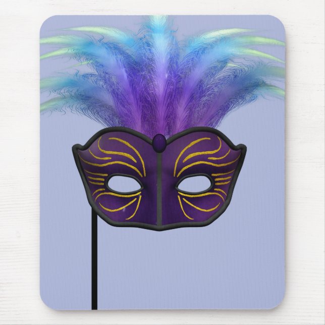 Lila Maskenball-Masken-Karnevalparty-Kunst Mousepad (Vorne)