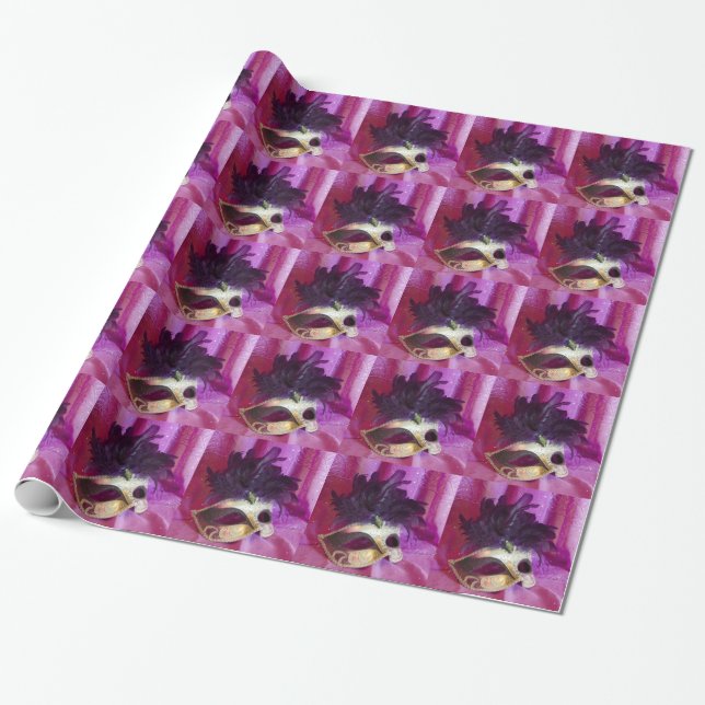 Lila Maskerade-Maske Geschenkpapier (Ungerollt)