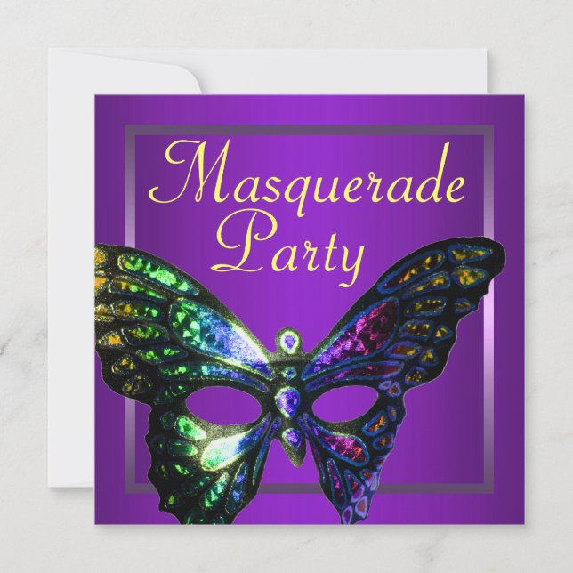 Lila Maskerade-Party Einladung (Vorderseite)