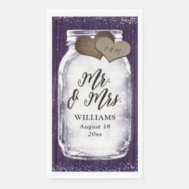 Lila Mason Jar Barn Wood Mr. & Mrs. Wedding Serviette