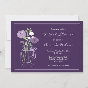 Lila Mason Jar Bridal Dusche Einladungen