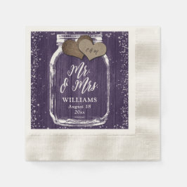 Lila Mason Jar Rustic Wood Mr. & Mrs. Wedding Serviette