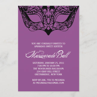 Lila Masquerade-Einladungen Einladung