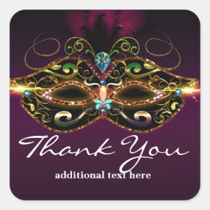 Lila Masquerade Maske Elegantes Gastgeschenk Stick Quadratischer Aufkleber