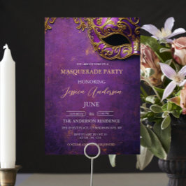 Lila Masquerade Party Geburtstag Einladung