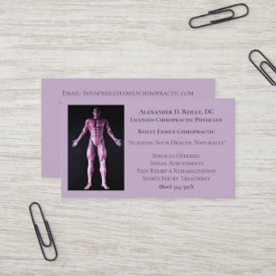 Lila Massagetherapie Chiropraktischer Arzt Visitenkarte