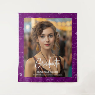 Lila Mathe-Handschrift-Skript-Foto-Abschluss Wandteppich