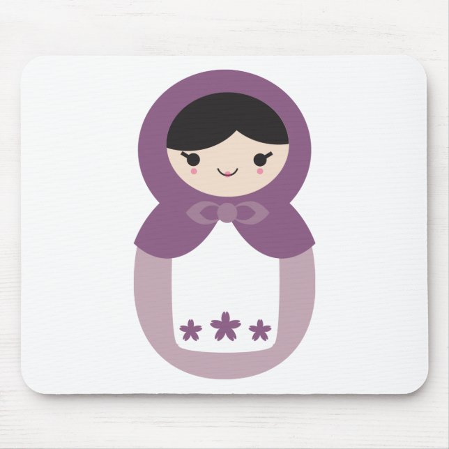 Lila Matryoshka-Puppe Mousepad (Vorne)