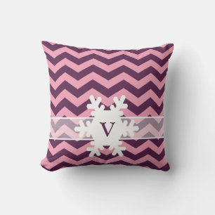 Lila Mattierte Orchid Chevrons mit Schneeflocke Kissen