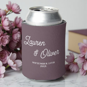 Lila Maulfarbene Schrift Minimalistische Hochzeit Dosenkühler