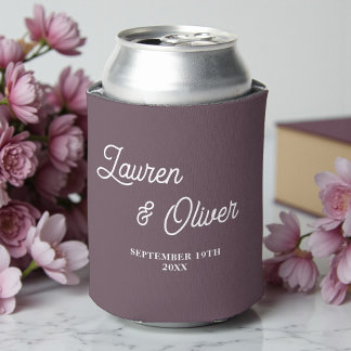 Lila Maulfarbene Schrift Minimalistische Hochzeit Dosenkühler