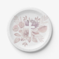 Lila-Mauve-Aquarell-Blumenkreuz-Papierteller