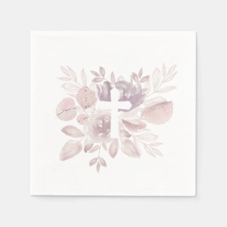 Lila-Mauve-Aquarell-Blumenkreuz  Serviette