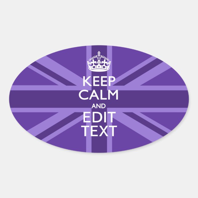 Lila Mauve Behielt Ruhe und Ihre Textunionsbuchse Ovaler Aufkleber (Vorderseite)