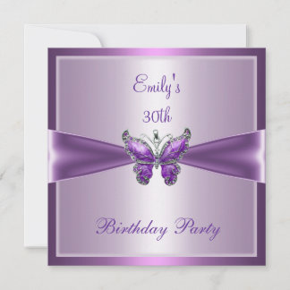 Lila Mauve Butterfly 30. Geburtstag Party Einladung