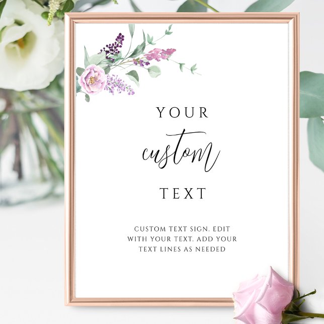 Lila Mauve Floral Wedding Sign mit benutzerdefinie Poster (Von Creator hochgeladen)