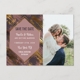 Lila Mauve Gold Pinselstriche Modernes Rett Ankündigungspostkarte