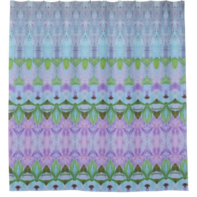 Lila Mauve Green und Blue Decorative Duschvorhang (Vorderseite)