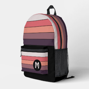 Lila Mauve Peach Orange Coral Rote Streifen Bedruckter Rucksack
