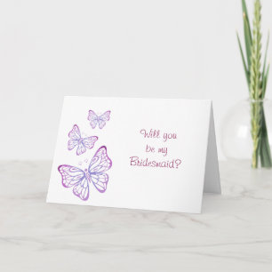 Lila Mauve Pink Classy Butterfly Bridesmaid Einladung