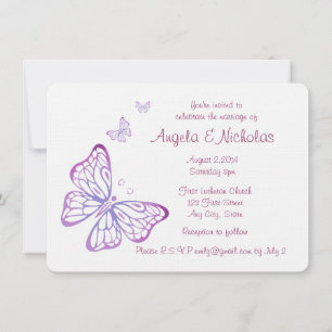 Lila Mauve Pink Classy Garden Butterfly Einladung