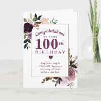Lila Mauve Pink Floral 100. Geburtstag