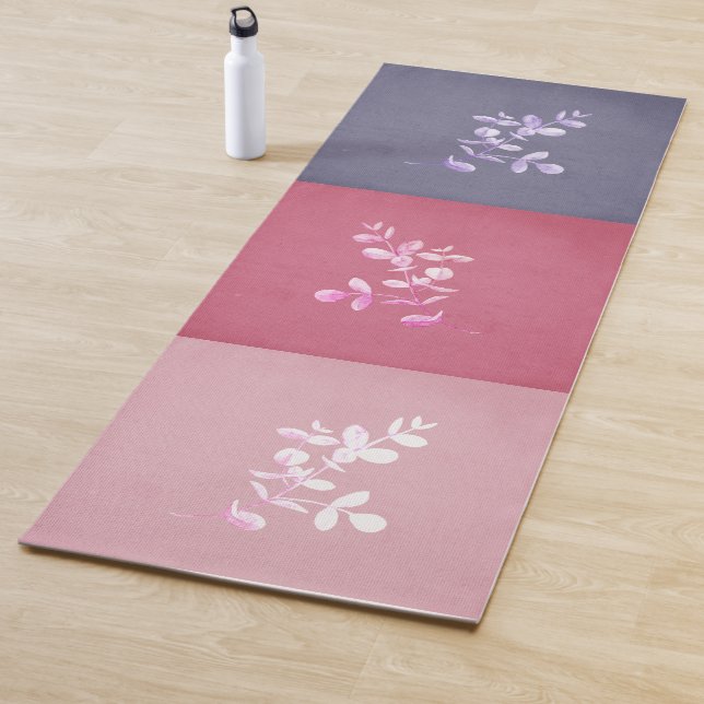 Lila Mauve Pink Floral Spray Tri Farbe Yogamatte (Beispiel)