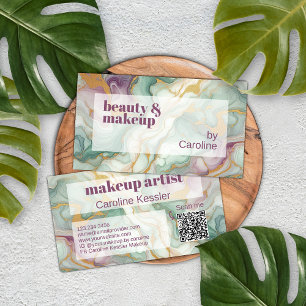Lila Mauve Pink Green Gold Marmor Art Muster Visitenkarte