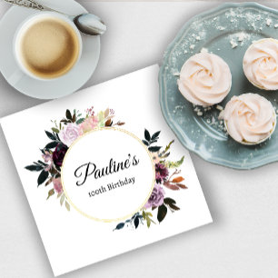 Lila Mauve Rose Floral 100. Geburtstagsparty Serviette