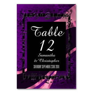 Lila mauve, schwarze Damasehe Tischnummer