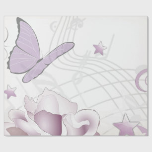 Lila-Mauve und Beige Vintage Old World Schmetterli Geschenkpapier