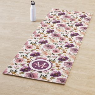 Lila Meditation Wasserfarbe-Blume Floral Yoga Matt Yogamatte