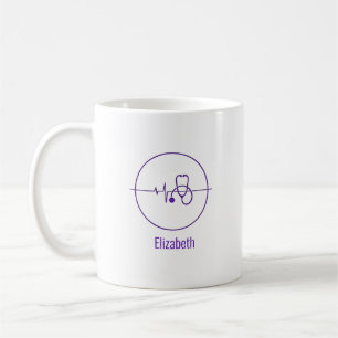 Lila Medizin Stethoskop Herzschlag Benutzername Kaffeetasse