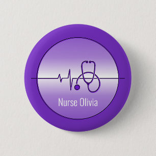Lila Medizin Stethoskop Herzschlag Button