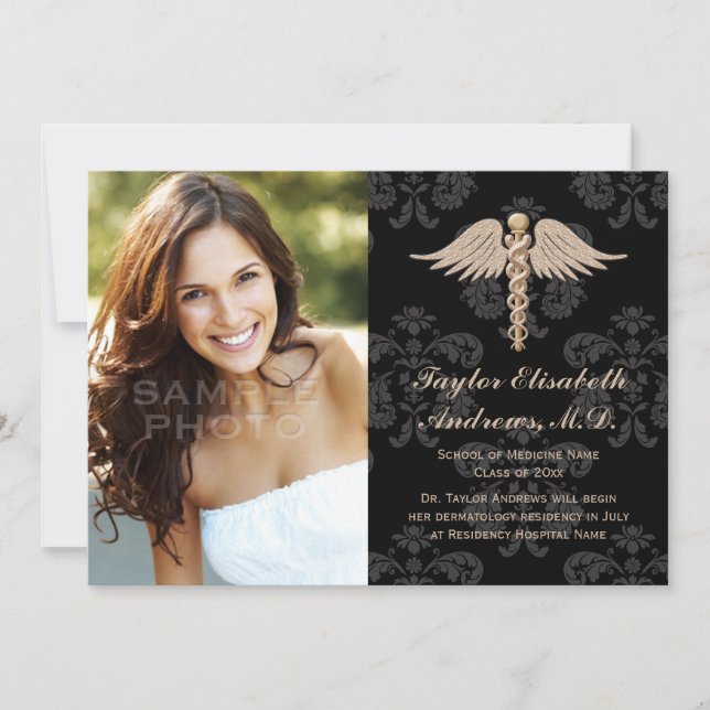 Lila medizinische SchulAbschluss-Mitteilung Einladung (Vorderseite)