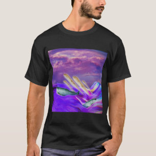Lila Meer Goldener Fisch Surreal Digital Collage P T-Shirt