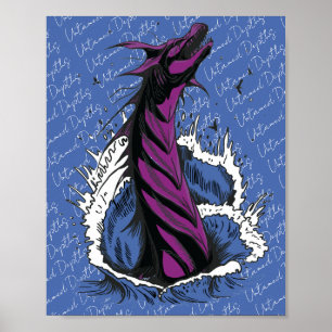 Lila Meer-Monster-Schlangen-Ozeanwellen-Plakat Poster